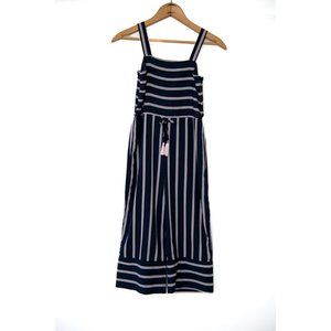 Japna Kids Size 12 Girls Blue with Pink Stripe Jumpsuit Romper